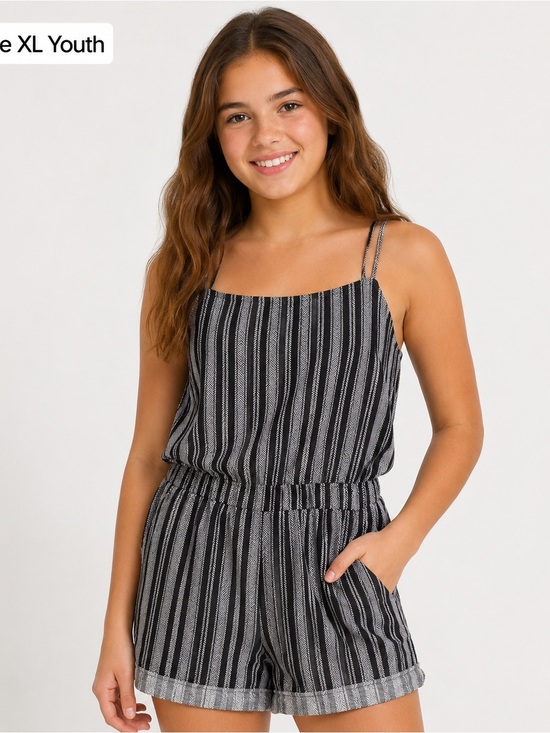 art class Other - NWT Gray/White Stripped Romper Spaghetti Strap and Vertical Herringbone Pattern